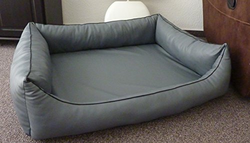 Hundebettenmanufaktur Orthopaedisches Hundesofa Hundebett Kunstleder Ortopedico 115 cm X 95 cm mit Viscoschaum Matratze (grau) von Hundebettenmanufaktur