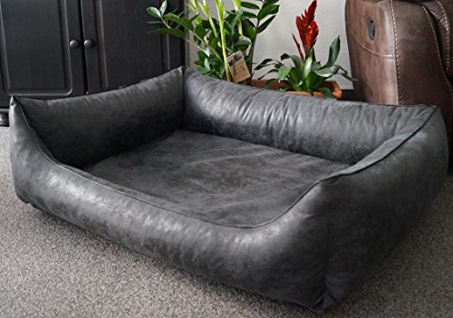 Orthopädisches Hundesofa Hundebett Schlafplatz Wildlederoptik Ortopedico mit Viscoschaum Matratze (115 cm X 95 cm, anthrazit) von Hundebettenmanufaktur