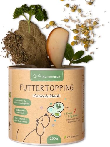 Hunderunde – Futtertopping Zahn & Maul 3x250g – natürliche Maulhygiene & frischer Atem I Algen Kräuter Petersilie Pfefferminze Thymian Anis Hunderunde – Futtertopping Zahn & Maul 3x250g – natürliche Maulhygiene & frischer Atem I Algen Kräuter Petersilie Pfefferminze Thymian Anis von Hunderunde