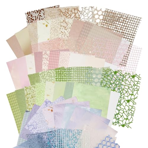 4 Stile Scrapbook Papier DIY Schreibpapier Dekorative 60 Blatt Scrapbook-Papier-Set 7,1 x 5,2 Zoll Mesh-Papiere Scrapbooking Papier Motivpapier Ideal FüR Scrapbook, Basteln, Kartenherstellung von Hundredweat