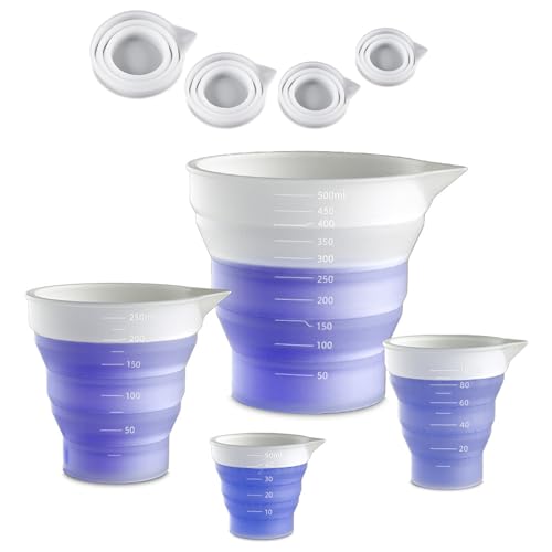 4 Stück Mischbecher Epoxidharz Silicone Silikon Messbecher Set für Epoxidharz Rührstäbe Silikon Becher Gießformen Silikon 50ml/100/250ml/500ml Measuring Cups Mischbecher mit Skala Clear von Hundredweat