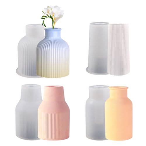 4 Stück Silikonformen Gießformen Handgefertigte Silikonform DIY Vases Resin Formen Vase Silikonform Blumenvasen Harz Formen Vase Silikon Gießform für DIY Blumentopf Formen, Beton Silikonformen von Hundredweat