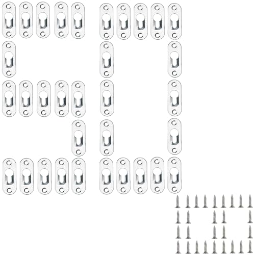 50 Stück Schlüssellochverschlüsse Einzelne Schlüsselloch-Aufhänger mit 100 Schraube Linsenkopfbeschläge Silber Schlüssellochaufhänger für Bilderrahmen Spiegel Schrank Nietbeschläge von Hundredweat