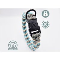 Diebstahlschutz-Hundehalsband - Abschließbar Mit Schloss [Beige, Grau & Blau] von HundumSicher