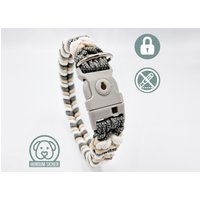 Diebstahlschutz-Hundehalsband - Abschließbar Mit Schloss [Beige, Grau & Weiß] von HundumSicher