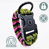 Diebstahlschutz-Hundehalsband - Abschließbar Mit Schloss [Grün, Pink & Schwarz] von HundumSicher