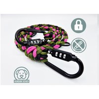 Diebstahlschutz-Hundeleine Aus Paracord - Abschließbar Mit Schloss [Grün, Pink & Schwarz] von HundumSicher
