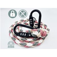Diebstahlschutz-Hundeleine Aus Paracord - Abschließbar Mit Schloss [Rosa, Beige, Grau & Weiß] von HundumSicher