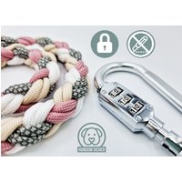 Diebstahlschutz-Hundeleine Aus Paracord - Abschließbar Mit Schloss [Rosa, Beige, Grau & Weiß] von HundumSicher