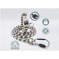 Diebstahlschutz-Hundeleine Und Halsband Set - Abschließbar Mit Schloss [Beige/Weiß/Grau] von HundumSicher