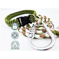 Diebstahlschutz-Hundeleine Und Halsband Set - Abschließbar Mit Schloss [Grün/Beige/Braun/Weiß] von HundumSicher