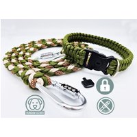 Diebstahlschutz-Hundeleine Und Halsband Set - Abschließbar Mit Schloss [Grün/Beige/Braun] von HundumSicher