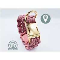 Gps-Tracker-Hundehalsband | Optional Mit Versteckter Apple Airtag Halterung [Altrosa & Gold] von HundumSicher