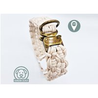 Gps-Tracker-Hundehalsband | Optional Mit Versteckter Apple Airtag Halterung [Beige & Messing] von HundumSicher