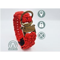 Gps-Tracker-Hundehalsband | Optional Mit Versteckter Apple Airtag Halterung [Rot & Messing] von HundumSicher