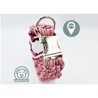 Gps-Tracker-Hundehalsband | Versteckte Apple Airtag Halterung [Altrosa & Silber] von HundumSicher