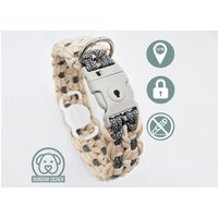 Gps-Tracker-Hundehalsband | Versteckte Apple Airtag Halterung Optional Mit Diebstahlschutz [Beige & Grau] von HundumSicher