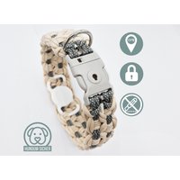 Gps-Tracker-Hundehalsband | Versteckte Apple Airtag Halterung Optional Mit Diebstahlschutz [Beige & Grau] von HundumSicher