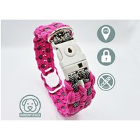 Gps-Tracker-Hundehalsband | Versteckte Apple Airtag Halterung Optional Mit Diebstahlschutz [Pink & Grau] von HundumSicher