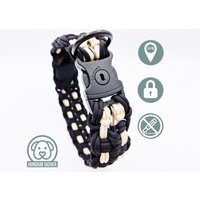 Gps-Tracker-Hundehalsband | Versteckte Apple Airtag Halterung Optional Mit Diebstahlschutz [Schwarz & Beige] von HundumSicher