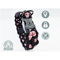 Gps-Tracker-Hundehalsband | Versteckte Apple Airtag Halterung Optional Mit Diebstahlschutz [Schwarz & Rosa] von HundumSicher