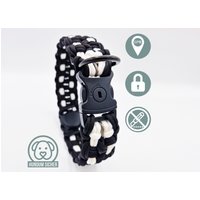 Gps-Tracker-Hundehalsband | Versteckte Apple Airtag Halterung Optional Mit Diebstahlschutz [Schwarz & Weiß] von HundumSicher