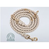 Hundeleine - Geflochten Aus Paracord | Gold & Beige Länge Verstellbar von HundumSicher