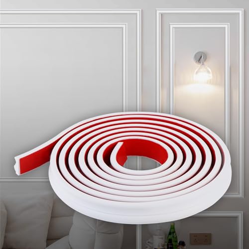 Hungbak Peel und Stick Leichte TPE Stuhlschiene, Formteil für Wohndekoration, Wandschutz (lackierbar weiß, 3m x 3.2cm) von Hungbak
