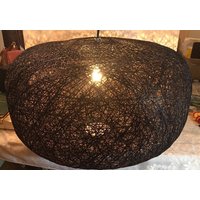 Runde Globe Shade Decken Pendelleuchte Lampenschirm Black Wicker Rattan Leuchte von Hungrypeddler