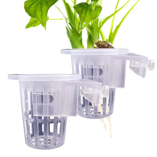 HunicandIU Aquarium-Pflanzenbecher | 2 Stück Wasserpflanzenbecher und Halter - Aquarium-Blumentopf mit Löchern, transparenter Aquarium-Pothos-Halter für den Anbau von Wasserpflanzen, HunicandIU Aquarium-Pflanzenbecher | 2 Stück Wasserpflanzenbecher und Halter - Aquarium-Blumentopf mit Löchern, transparenter Aquarium-Pothos-Halter für den Anbau von Wasserpflanzen, von HunicandIU