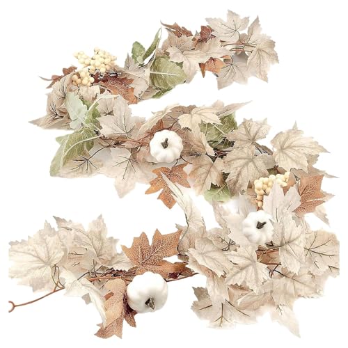 HunicandIU Herbstblätter Girlande | 1.8m Halloween Kürbis Girlande mit Beeren | Deko Für Innenräume Hof Büro Fenster Festival Camping HunicandIU Herbstblätter Girlande | 1.8m Halloween Kürbis Girlande mit Beeren | Deko Für Innenräume Hof Büro Fenster Festival Camping von HunicandIU