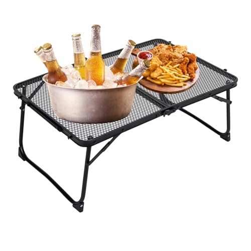 HunicandIU Klapptisch - Patio Tisch Mit Mesh Tischplatte | 60 x 40 cm Tragbarer Metalltisch Für Haus Wohnung Reise Garten Camping Picknick Grillen von HunicandIU