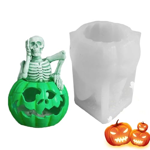 HunicandIU Kürbis Kerzenform | Kürbiskopf Schädel Silikonform Für Kerzen | Handgemachte Deko Für Torten Kekse Schokolade Dessert Tischdekoration von HunicandIU