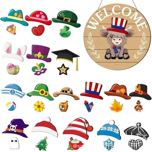HunicandIU Tür Willkommensschild,Saisonales Holzkuh Türdekoration Willkommensschild Set | Rustikales Wohnaccessoire Für Herbst Weihnachten Halloween Büro Schlafzimmer HunicandIU Tür Willkommensschild,Saisonales Holzkuh Türdekoration Willkommensschild Set | Rustikales Wohnaccessoire Für Herbst Weihnachten Halloween Büro Schlafzimmer von HunicandIU