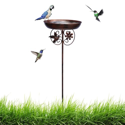 HunicandIU Vogelfutterstationen Für Den Außenbereich - Vogeltränke Mit Erdspieß,Wetterbeständiges Vogelbad Gartendekoration Für Garten Rasen Hinterhof Terrasse Und Außenbereich von HunicandIU