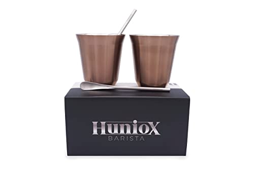 Huniox® 2 x 160 ML Edelstahl Becher - Espressotassen Dickwandig - Kaffeegläser Doppelwandig - Espresso Tasse - Kaffee Tassen Sets - Kaffeebecher Thermo - Edelstahltasse (Pink Gold) von Huniox