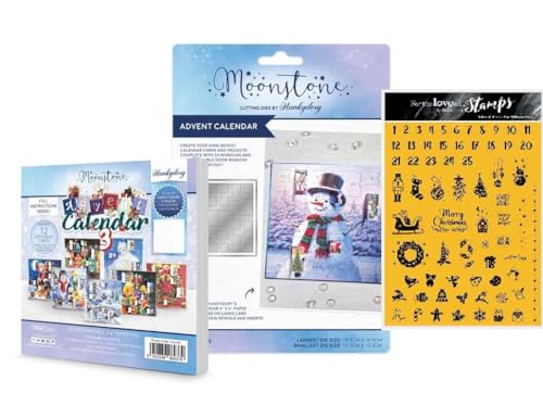 Hunkydory Mondstein-Adventskalender-Set – Stanzformen-Set – Papierblock 3 – Stempel-Set von Hunkydory