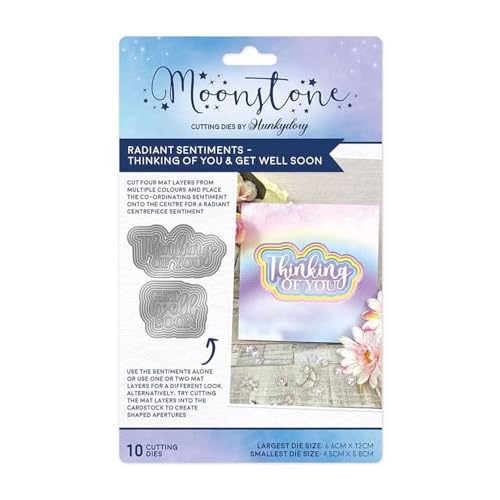 Hunkydory Moonstone MSTONE947 Stanzschablonen-Set mit strahlenden Gefühlen – Thinking of You & Get Well Soon von Hunkydory