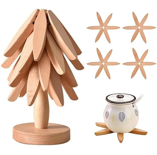 Hunmor Untersetzer Holz, Baum Design Untersetzer, Tree Coaster, Holzuntersetzer, Untersetzer Baum, Untersetzer Tischdeko, Anti-Verbrühungs-Isolierunterlage aus Massivholz für Teekanne Pfannen Schüssel von Hunmor