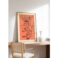 Ägypten Landkarte Print| Kunstgeschichte| 1937 Karte Wand Kunst| Gerahmte Wandkunst| Leinwandbild| Poster Drucke Wandbilder von HunnapPrintHouse