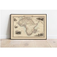 Afrika Karte Print| Kunstgeschichte| 1851 Wandkunst| Gerahmte Leinwandbild| Poster Kunst| Drucke Wandbilder von HunnapPrintHouse