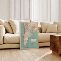Argentinien Landkarte Wandbild | 1888 Karte| Posterdruck Kunstdruck Auf Leinwand Alte Karte Wand Kunst Poster Gerahmte Als Wanddeko von HunnapPrintHouse