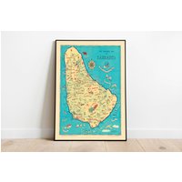 Barbados Karte Print | Kunstgeschichte| 1946 Wand Kunst| Gerahmte Wandkunst| Leinwandbild Poster Drucke Landkarte Wandbilder von HunnapPrintHouse