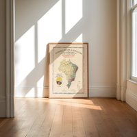 Brasilien Karte Print| Kunstgeschichte| 1908 Wand Kunst| Gerahmte Wandkunst| Leinwandbild | Poster Drucke Landkarte Wandbilder von HunnapPrintHouse