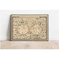 Hunde Aller Völker| Länder Karte | Poster Diagramm Hundeliebhaber Geschenk Wand Kunst Wandbild von HunnapPrintHouse