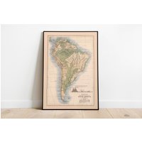 Karte Der Berge, Seen Und Täler Südamerikas 1852| Wanddeko | Wandkunst| Posterdruck Gerahmter Kunstdruck| Leinwanddruck von HunnapPrintHouse
