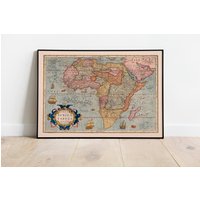 Landkarte Afrika 1623| Gerardus Mercator| Alte Karte Wanddeko | Vintage Wandkunst| Posterdruck Gerahmter Kunstdruck| Leinwanddruck von HunnapPrintHouse