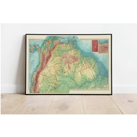 Landkarte Ecuador, Kolumbien Und Guayana| Karte Wanddeko | Wandkunst| Posterdruck Wandbild Gerahmter Kunstdruck| Leinwanddruck von HunnapPrintHouse