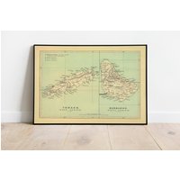 Tobago Und Barbados Inseln Karte Poster 1853| Wand Kunstdruck | Wandkarte Poster| Leinwanddruck Pull Down Map von HunnapPrintHouse