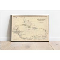 Zusammengesetzte Karte Von Karibik Und Mittelamerika 1861| Wanddeko | Vintage Wandkunst| Posterdruck Gerahmter Kunstdruck| Leinwanddruck von HunnapPrintHouse